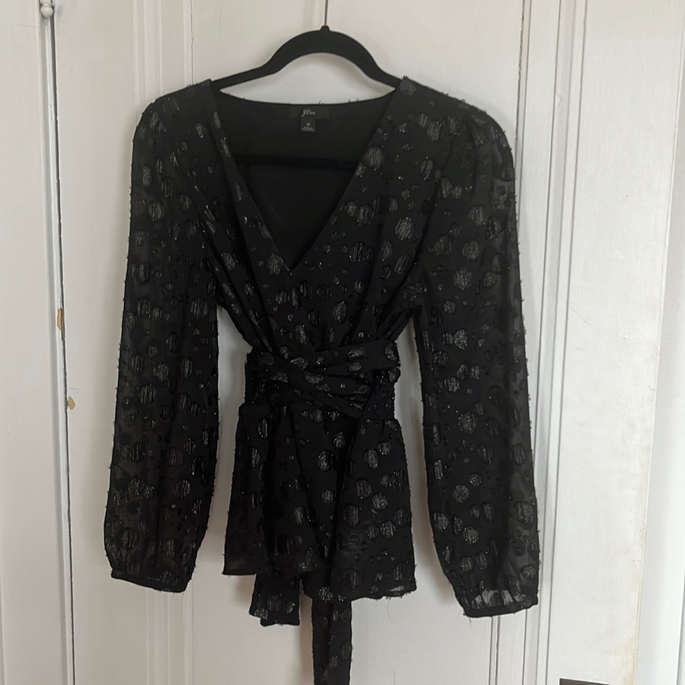 JCrew black metallic top. M